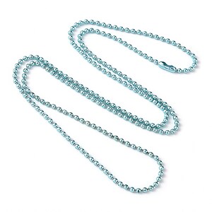 Lant metalic sudat cu bile 2,4mm cu inchizatoare, lungime 70cm - albastru deschis