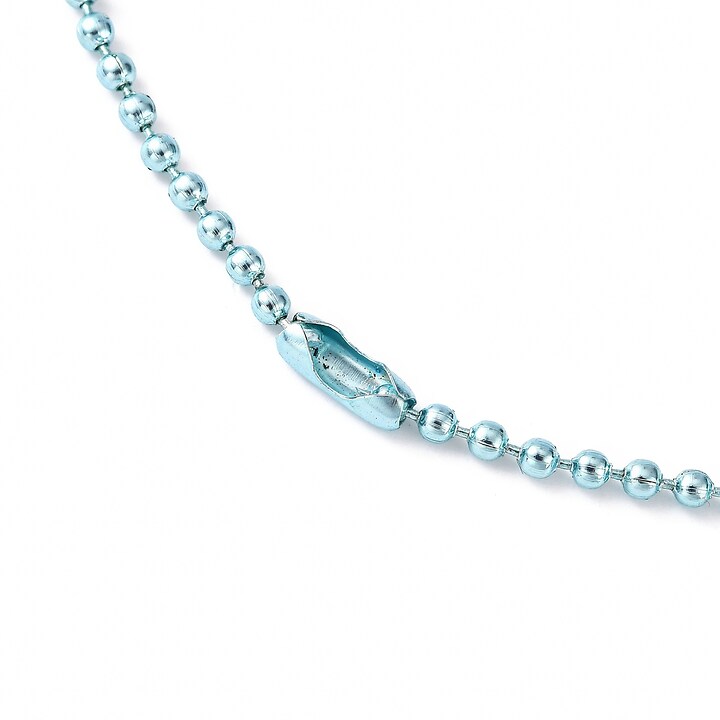 Lant metalic sudat cu bile 2,4mm cu inchizatoare, lungime 70cm - albastru deschis