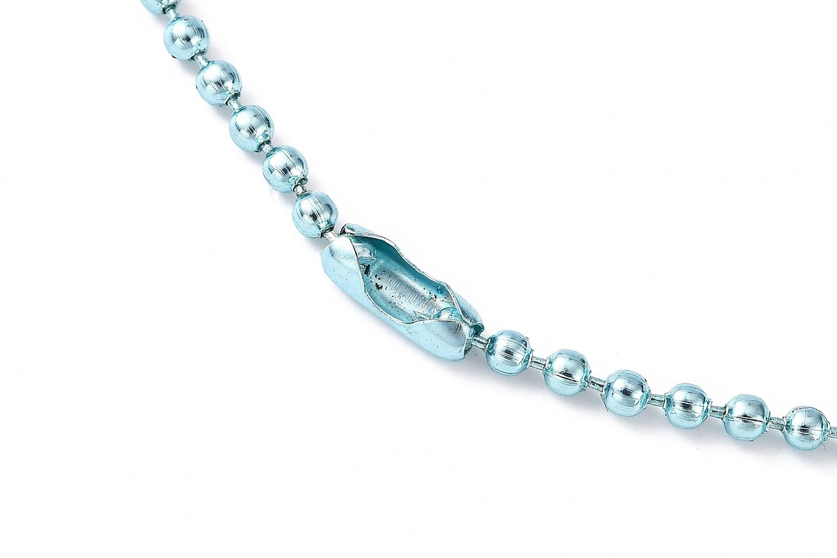 Lant metalic sudat cu bile 2,4mm cu inchizatoare, lungime 70cm - albastru deschis