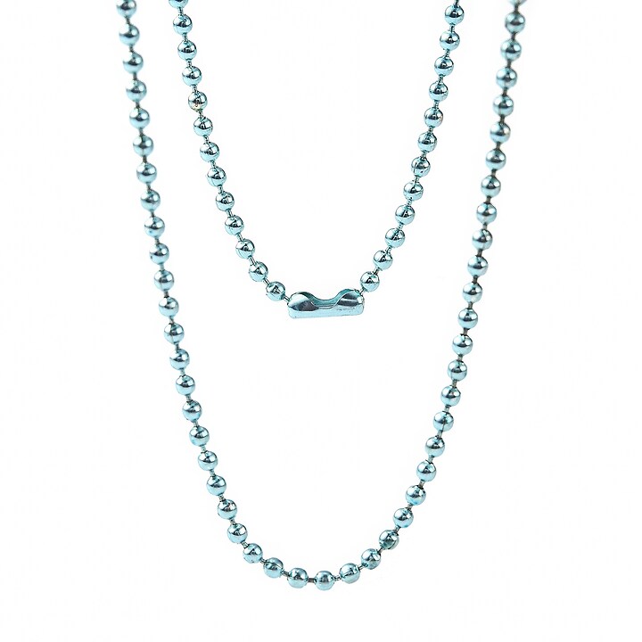 Lant metalic sudat cu bile 2,4mm cu inchizatoare, lungime 70cm - albastru deschis
