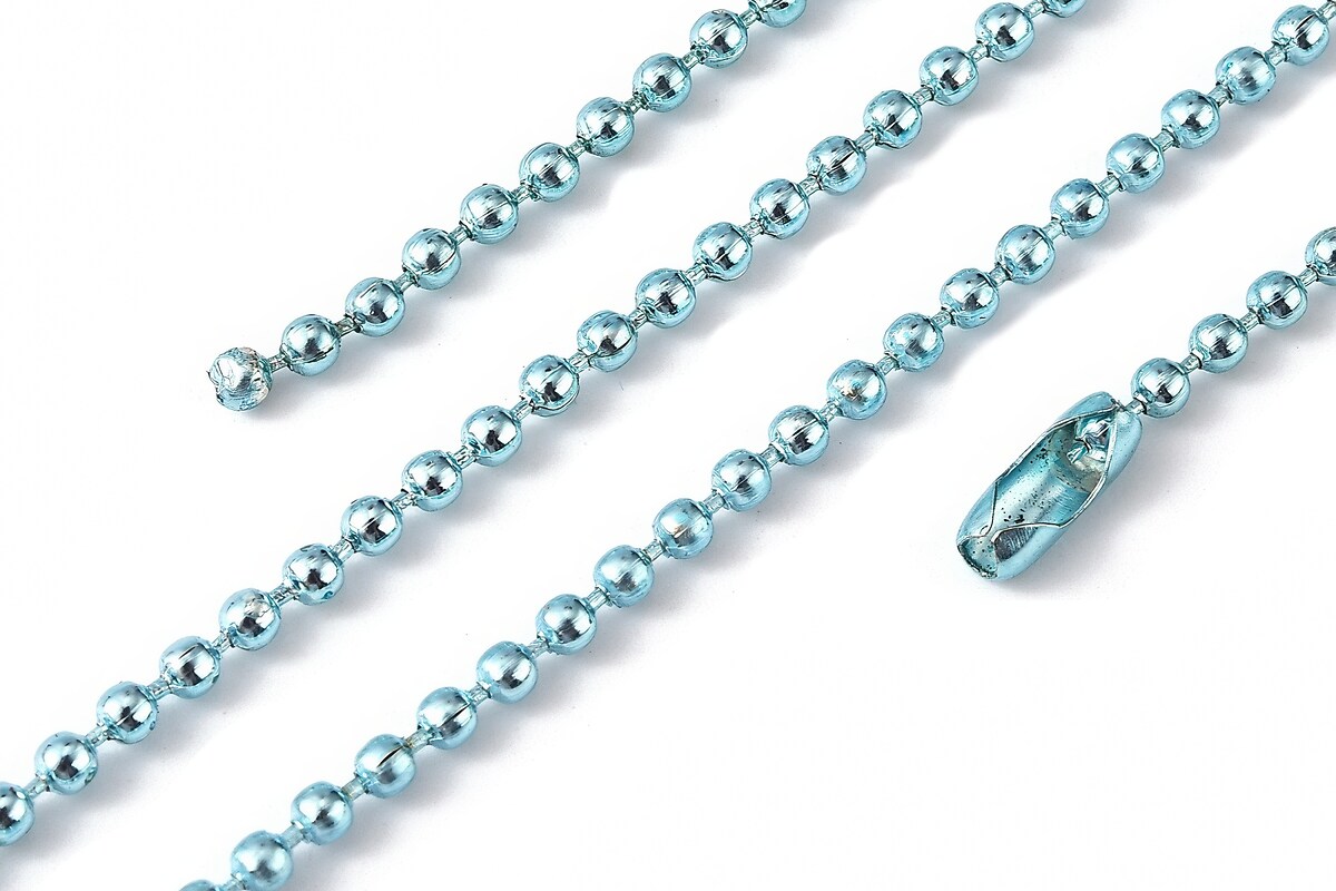 Lant metalic sudat cu bile 2,4mm cu inchizatoare, lungime 70cm - albastru deschis