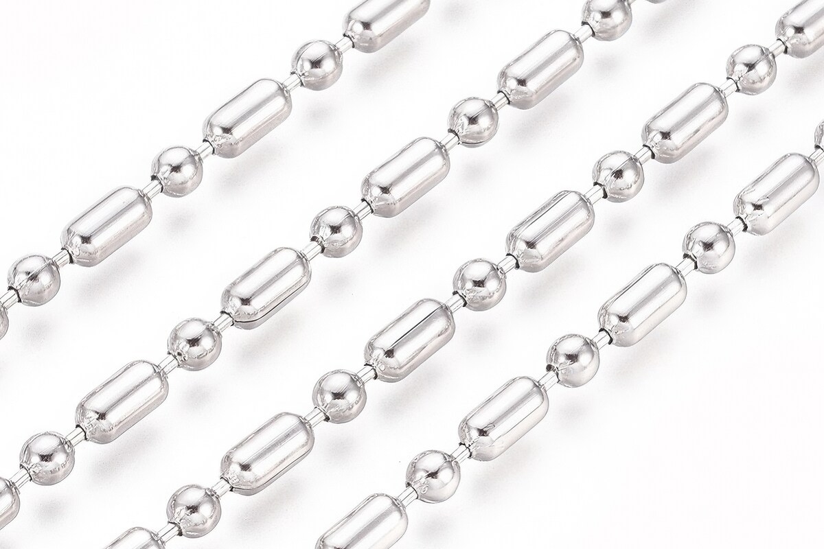 Lant otel inoxidabil 304, dimensiune 6x3mm, cu bile de 3mm (49cm)
