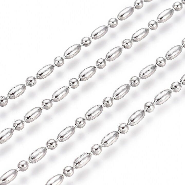 Lant otel inoxidabil 304, dimensiune 4x2mm, cu bile de 2mm (49cm)