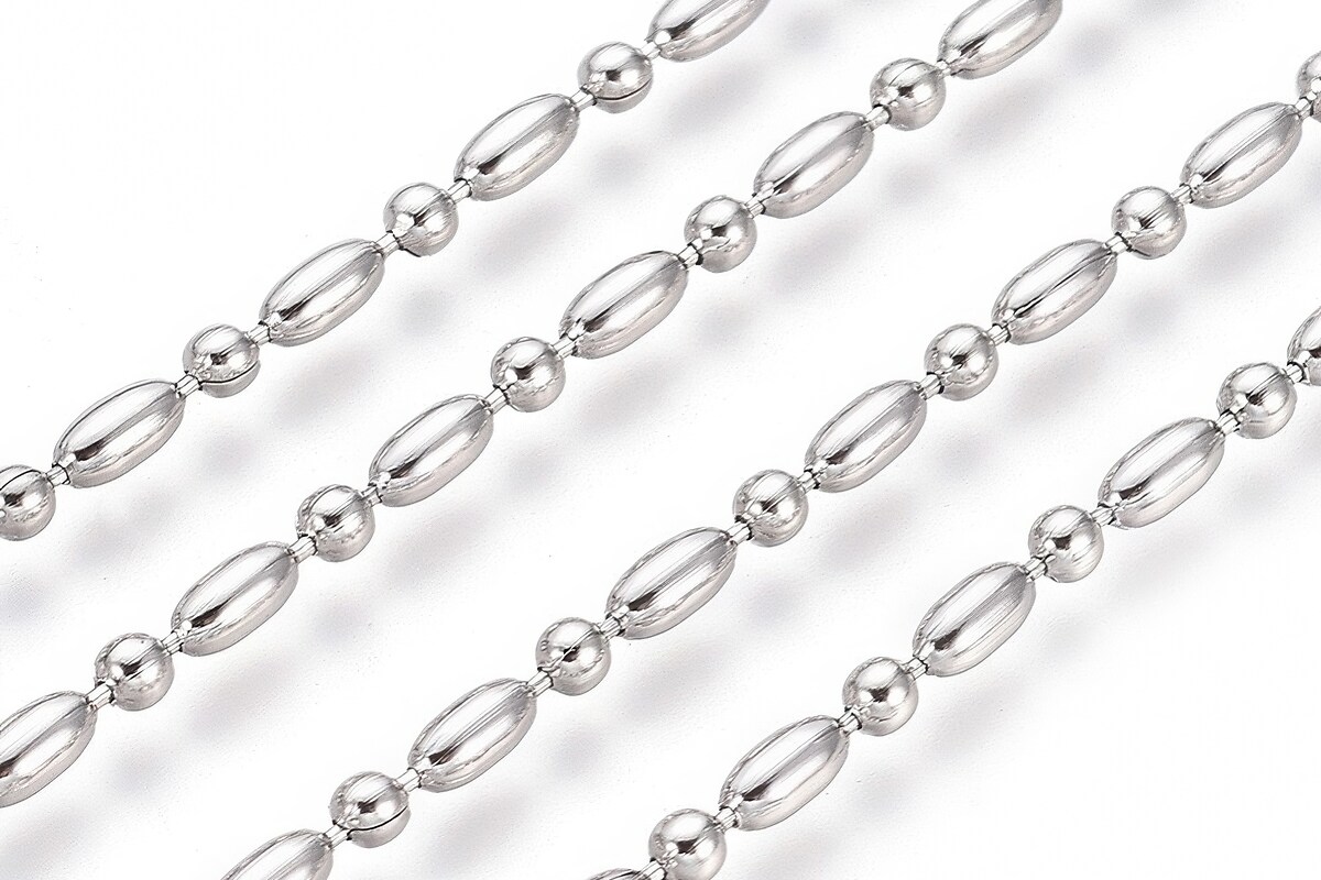 Lant otel inoxidabil 304, dimensiune 4x2mm, cu bile de 2mm (49cm)