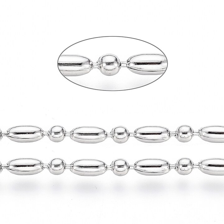 Lant otel inoxidabil 304, dimensiune 4x2mm, cu bile de 2mm (49cm)