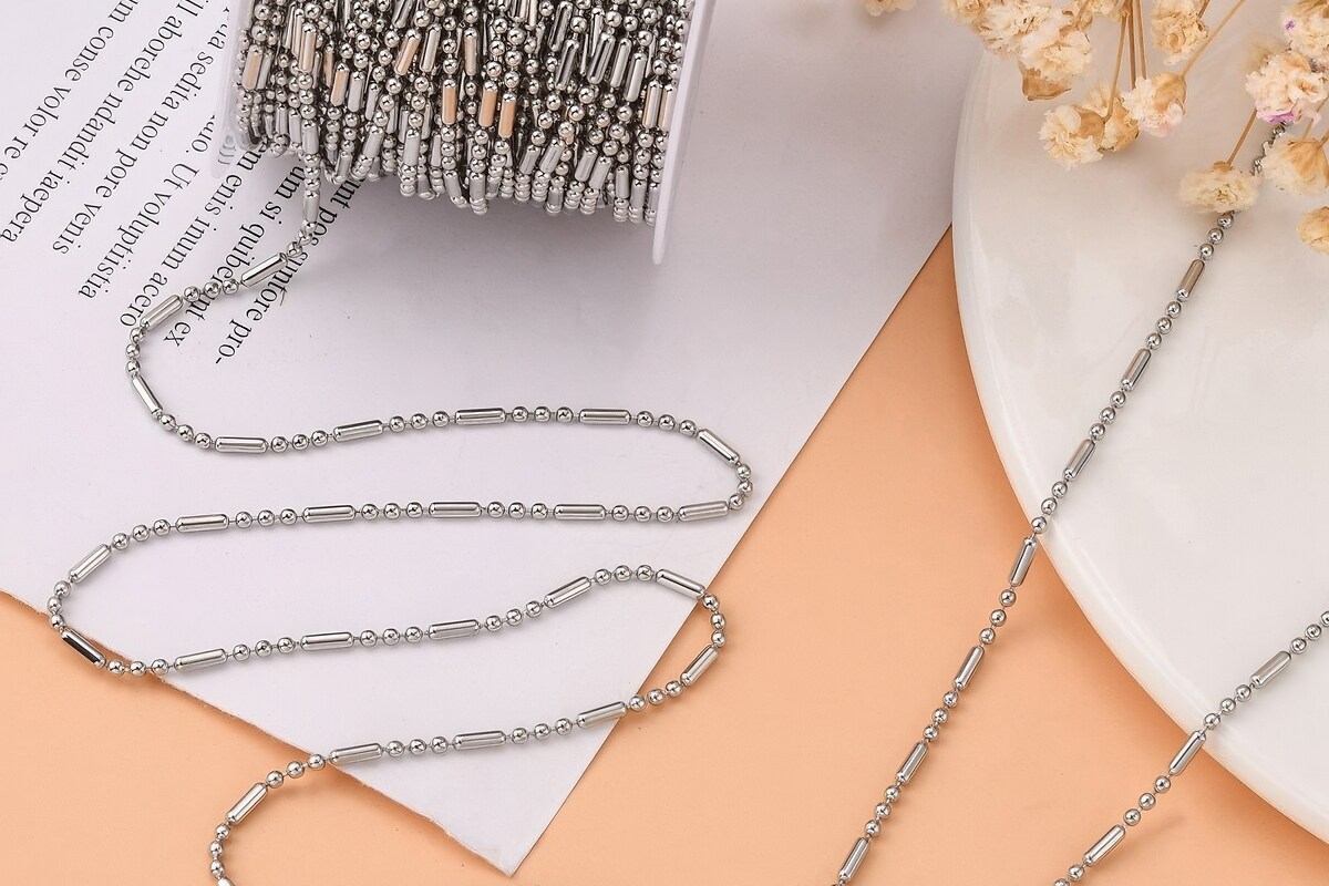 Lant otel inoxidabil 304, cu 3 bile de 1,5mm (49cm)