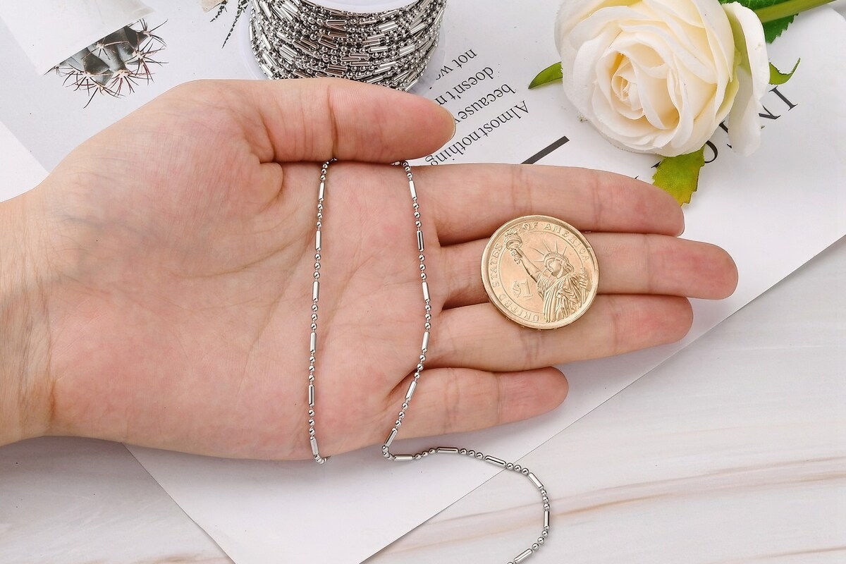 Lant otel inoxidabil 304, cu 3 bile de 1,5mm (49cm)