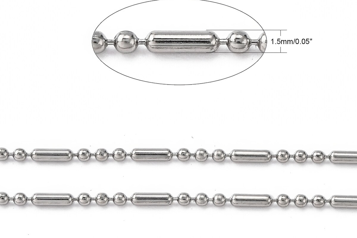 Lant otel inoxidabil 304, cu 3 bile de 1,5mm (49cm)