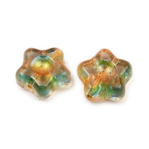 Margele de sticla electroplacate cu foita aurie floare 10,5x11mm - verde-mix