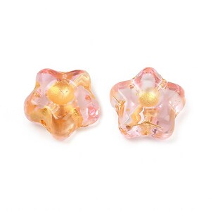 Margele de sticla electroplacate cu foita aurie floare 10,5x11mm - roz