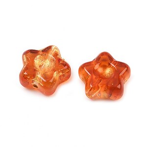 Margele de sticla electroplacate cu foita aurie floare 10,5x11mm - portocaliu