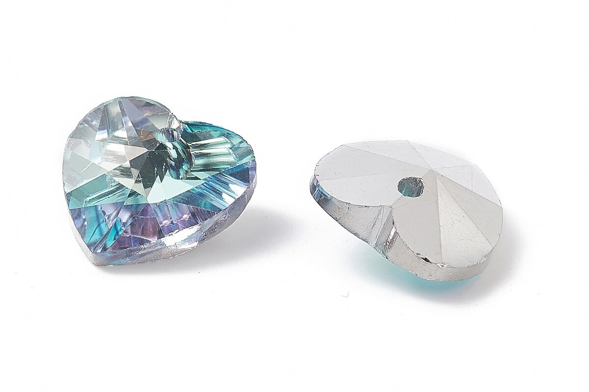 Pandantiv de cristal electroplacat inima 14x14mm - albastru deschis
