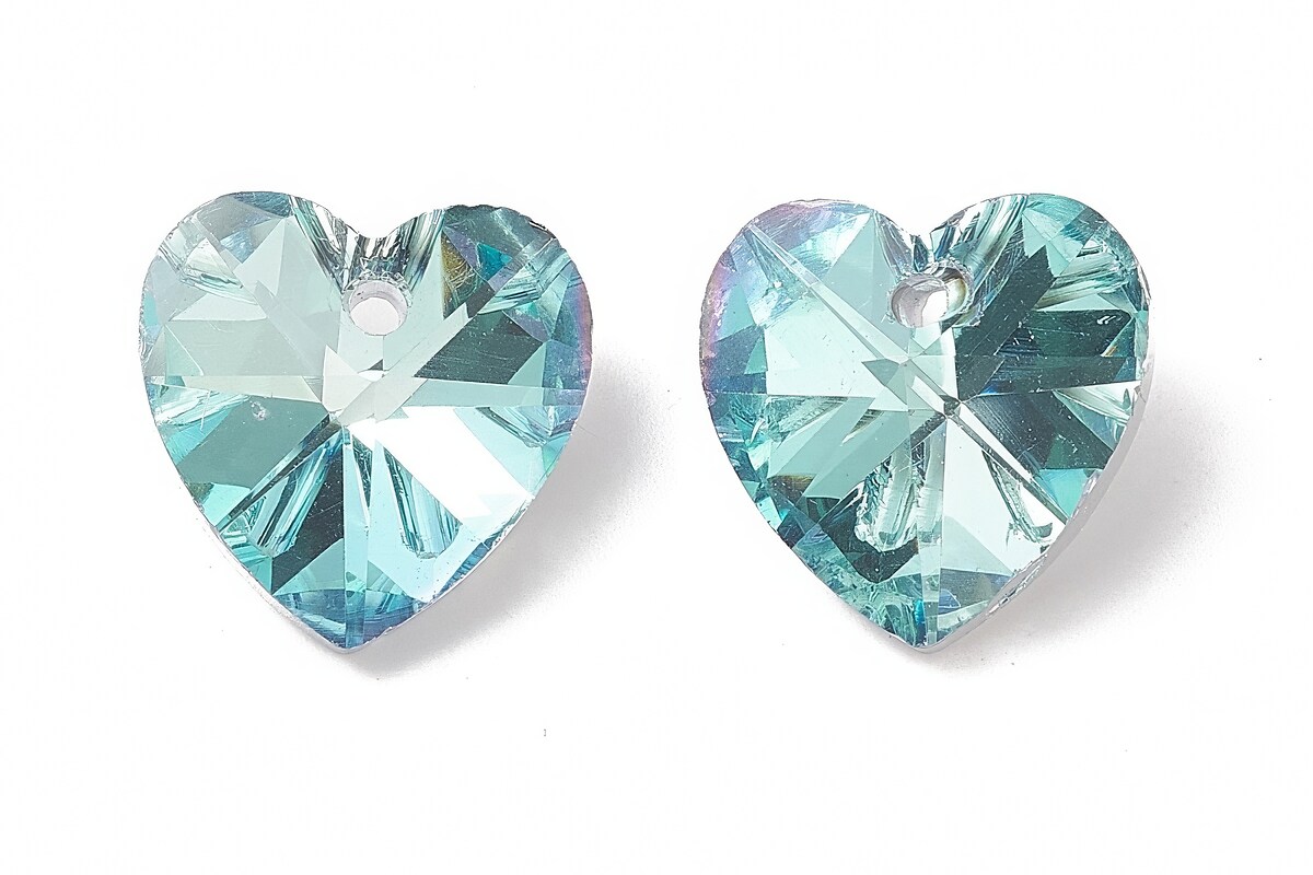 Pandantiv de cristal electroplacat inima 14x14mm - albastru deschis