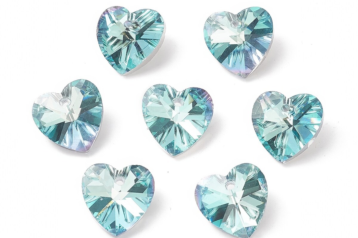 Pandantiv de cristal electroplacat inima 14x14mm - albastru deschis