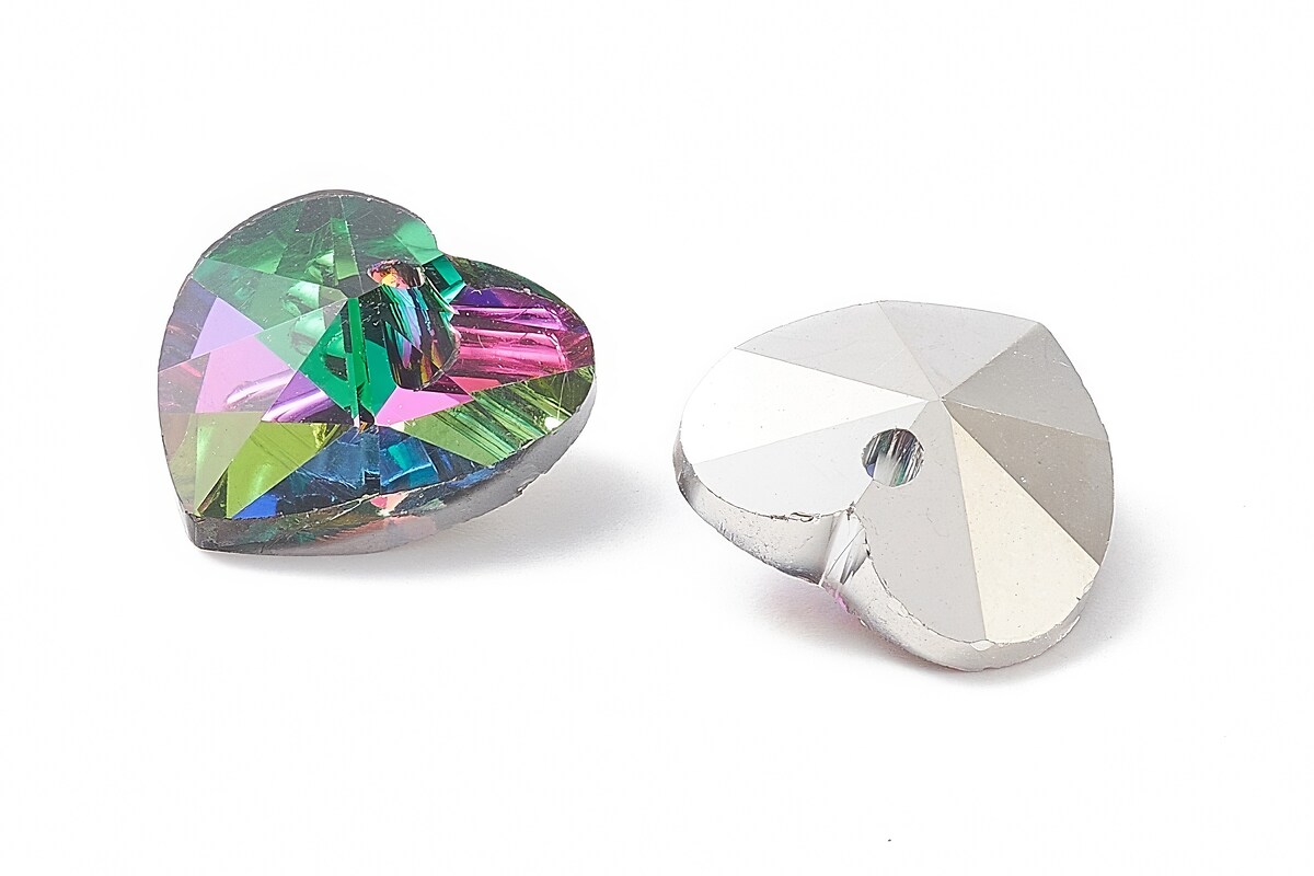 Pandantiv de cristal electroplacat inima 14x14mm - verde mov