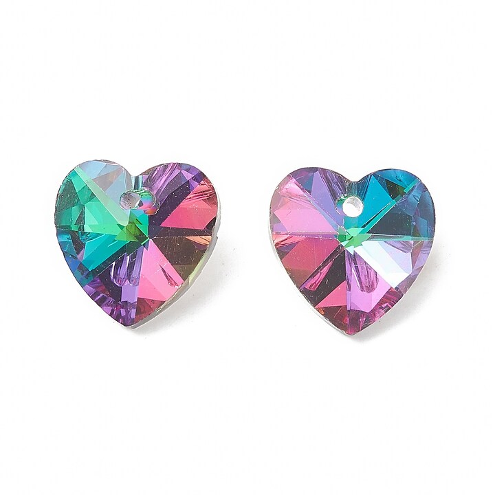 Pandantiv de cristal electroplacat inima 14x14mm - verde mov