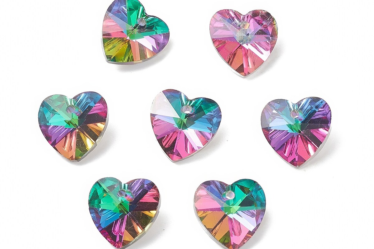 Pandantiv de cristal electroplacat inima 14x14mm - verde mov