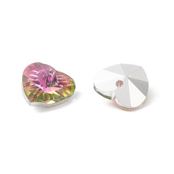 Pandantiv de cristal electroplacat inima 14x14mm - roz auriu