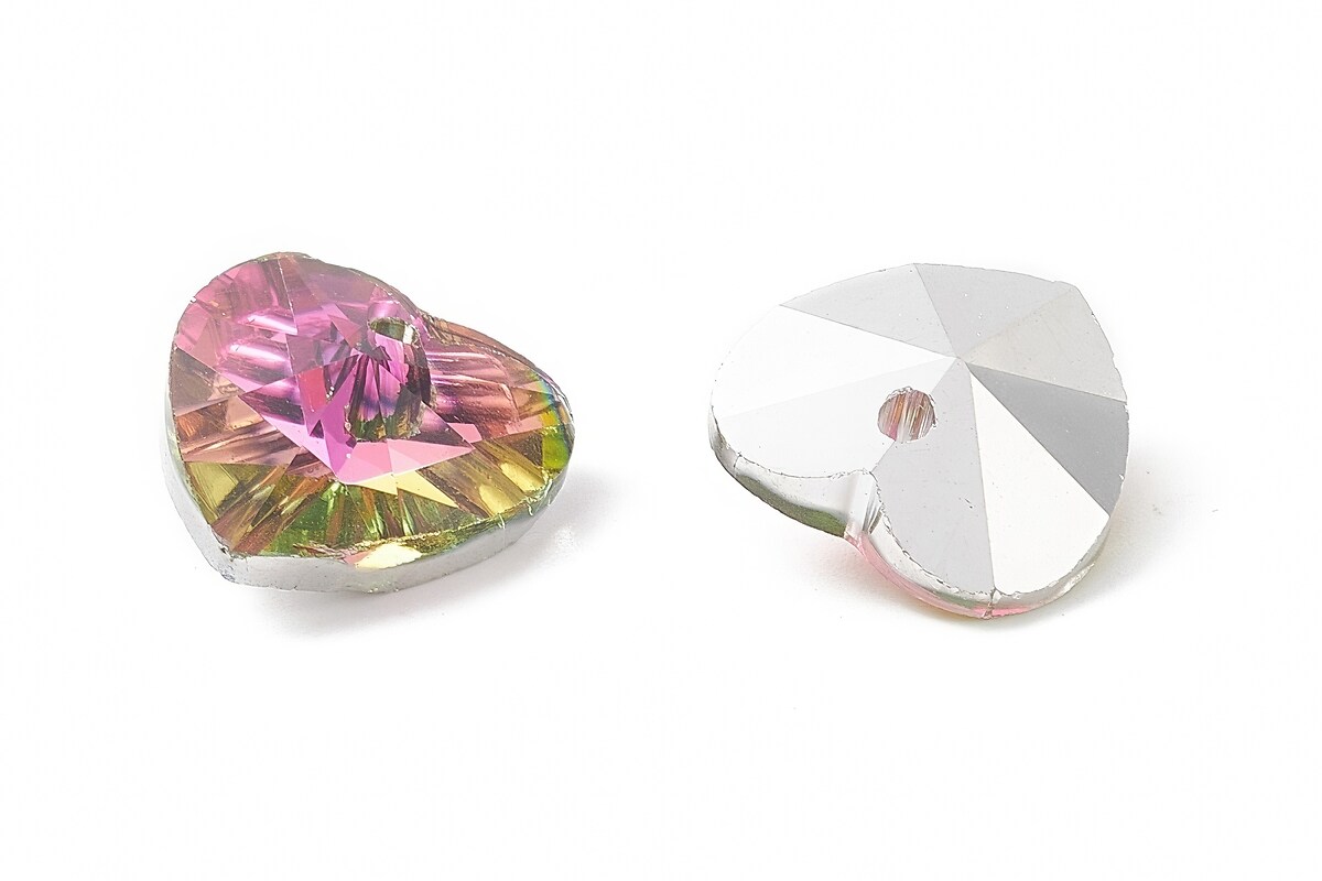 Pandantiv de cristal electroplacat inima 14x14mm - roz auriu