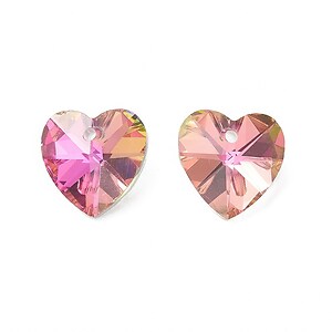 Pandantiv de cristal electroplacat inima 14x14mm - roz auriu