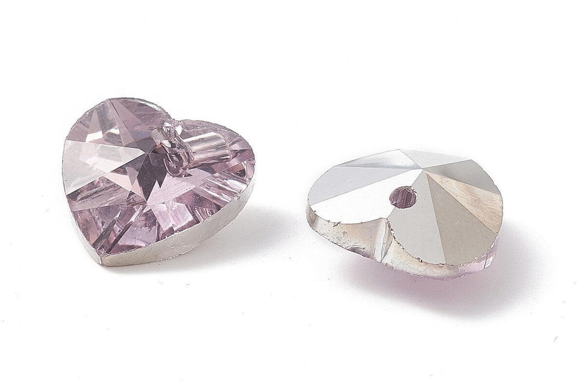 Pandantiv de cristal electroplacat inima 14x14mm - roz