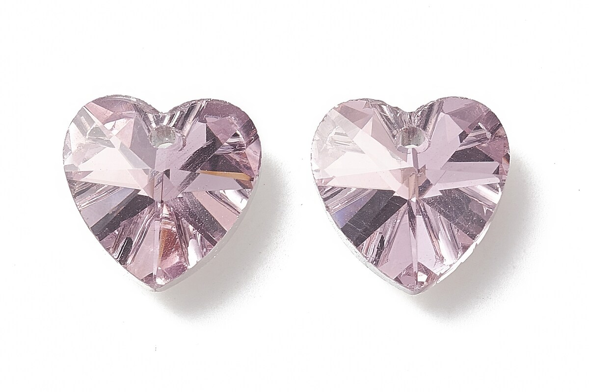 Pandantiv de cristal electroplacat inima 14x14mm - roz