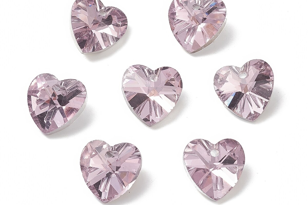 Pandantiv de cristal electroplacat inima 14x14mm - roz