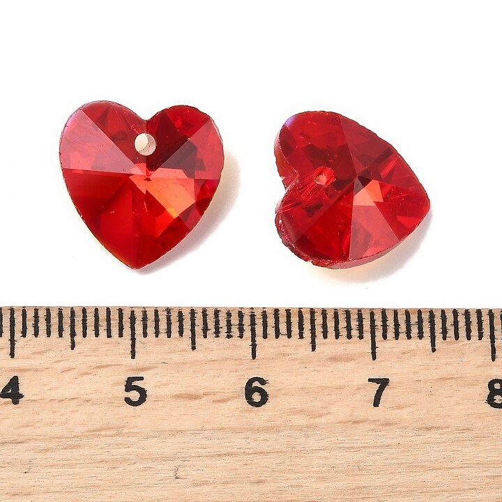 Pandantiv de cristal electroplacat inima 14x14mm - rosu aprins