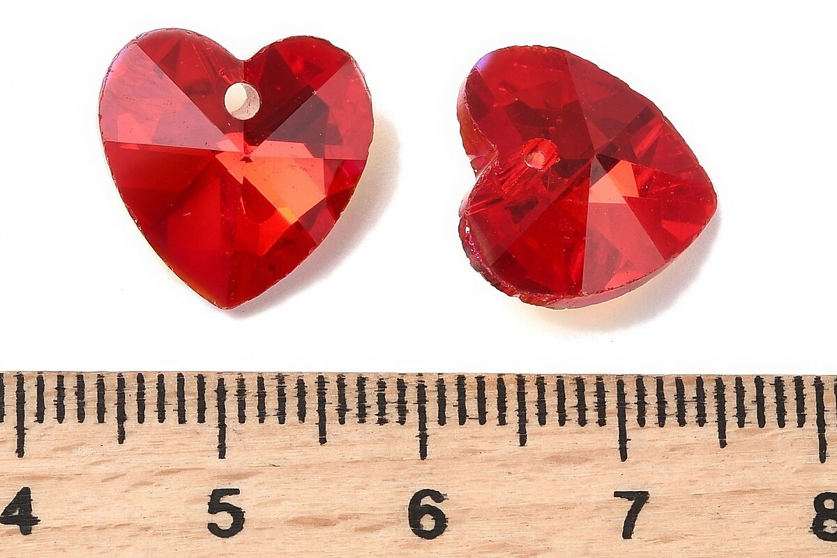 Pandantiv de cristal electroplacat inima 14x14mm - rosu aprins