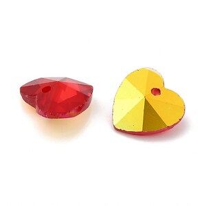 Pandantiv de cristal electroplacat inima 14x14mm - rosu aprins