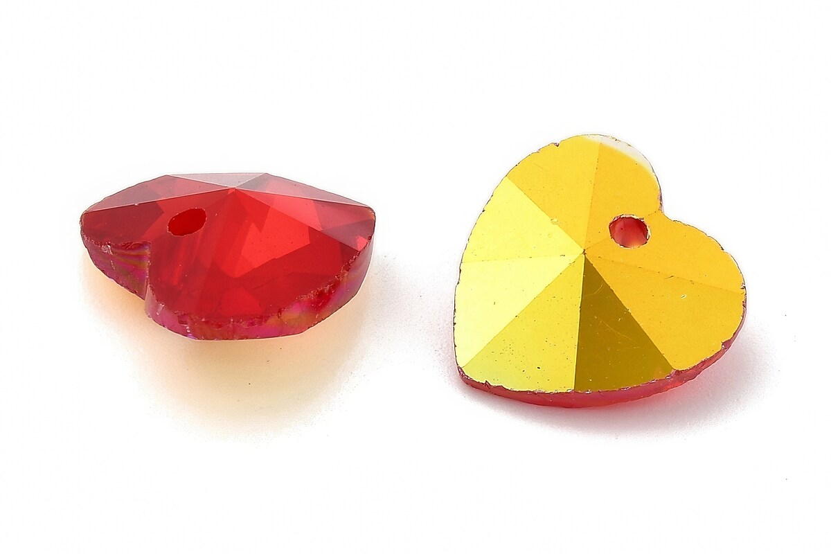 Pandantiv de cristal electroplacat inima 14x14mm - rosu aprins