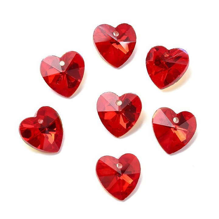 Pandantiv de cristal electroplacat inima 14x14mm - rosu aprins
