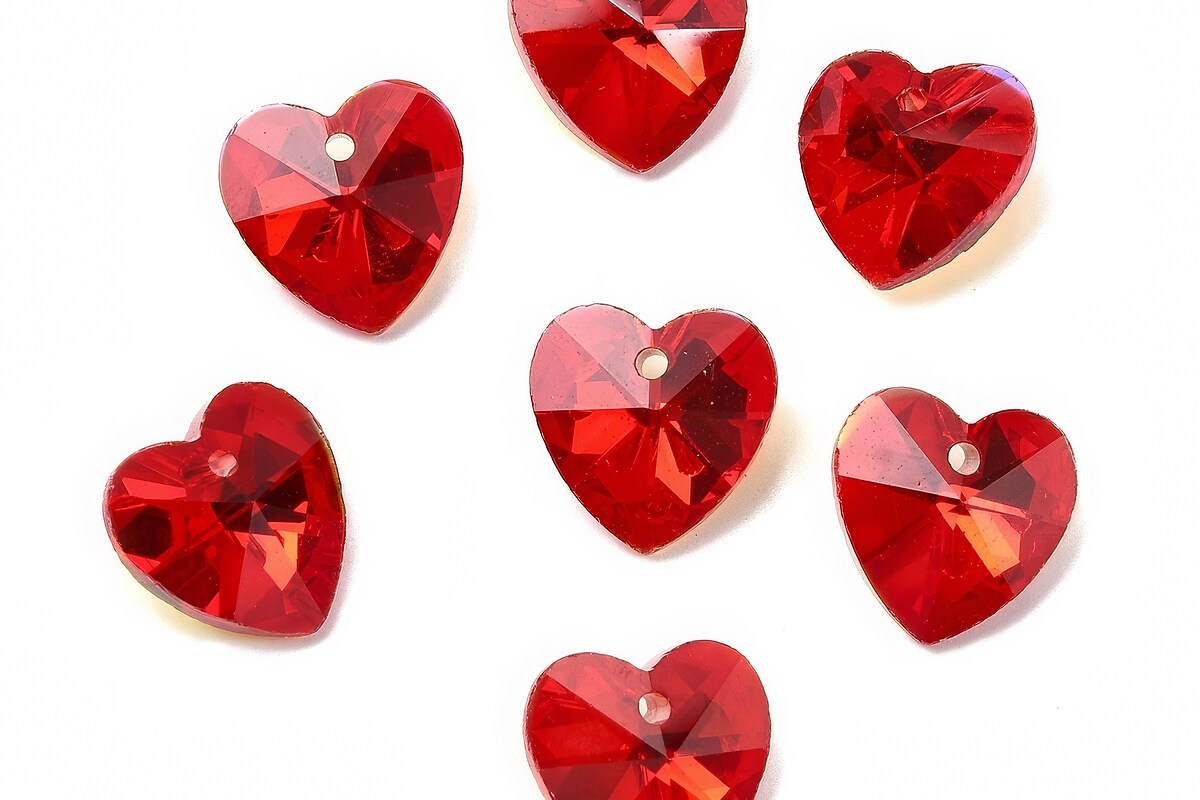 Pandantiv de cristal electroplacat inima 14x14mm - rosu aprins