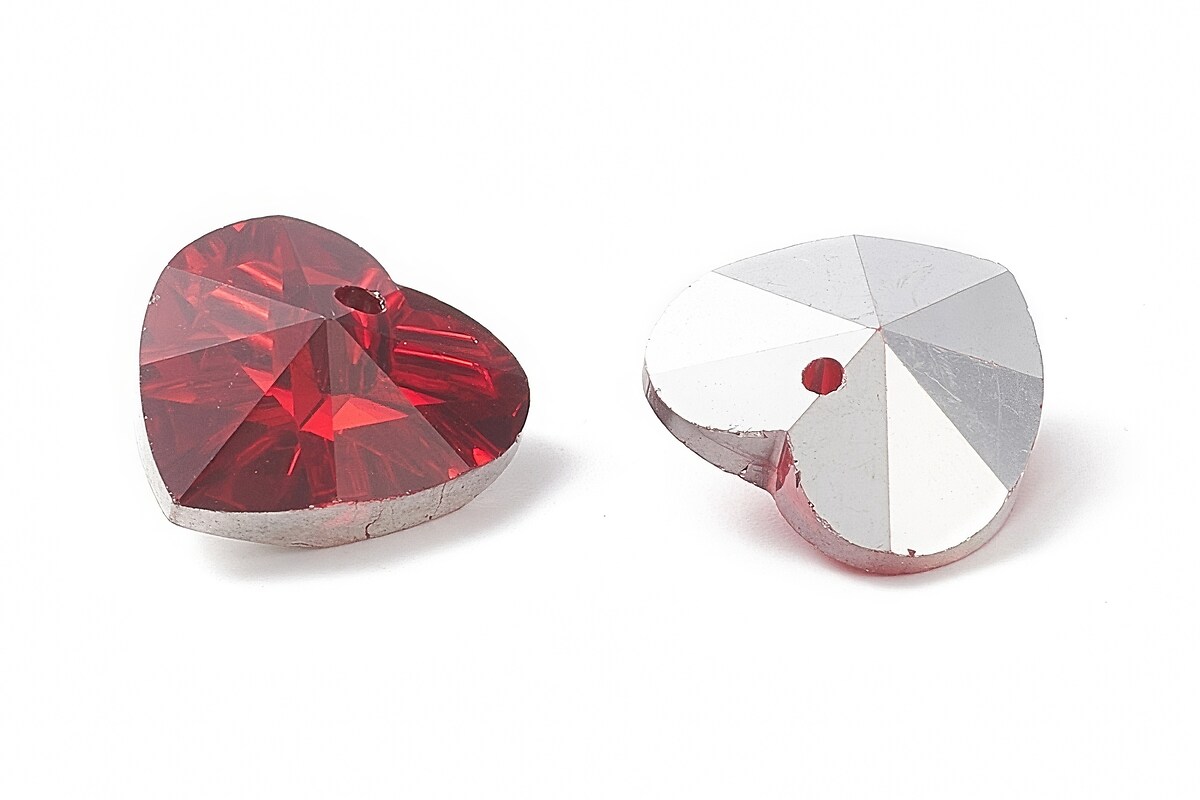 Pandantiv de cristal electroplacat inima 14x14mm - rosu