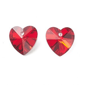 Pandantiv de cristal electroplacat inima 14x14mm - rosu