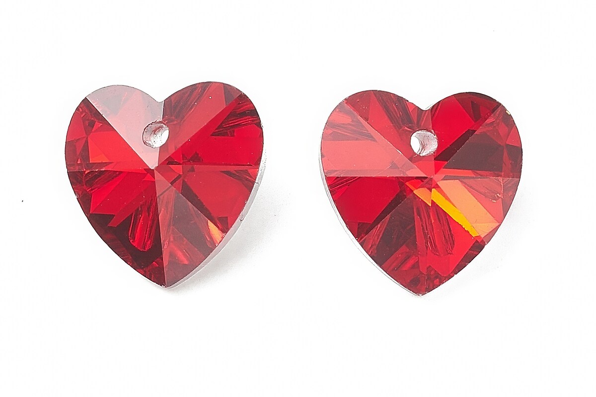 Pandantiv de cristal electroplacat inima 14x14mm - rosu