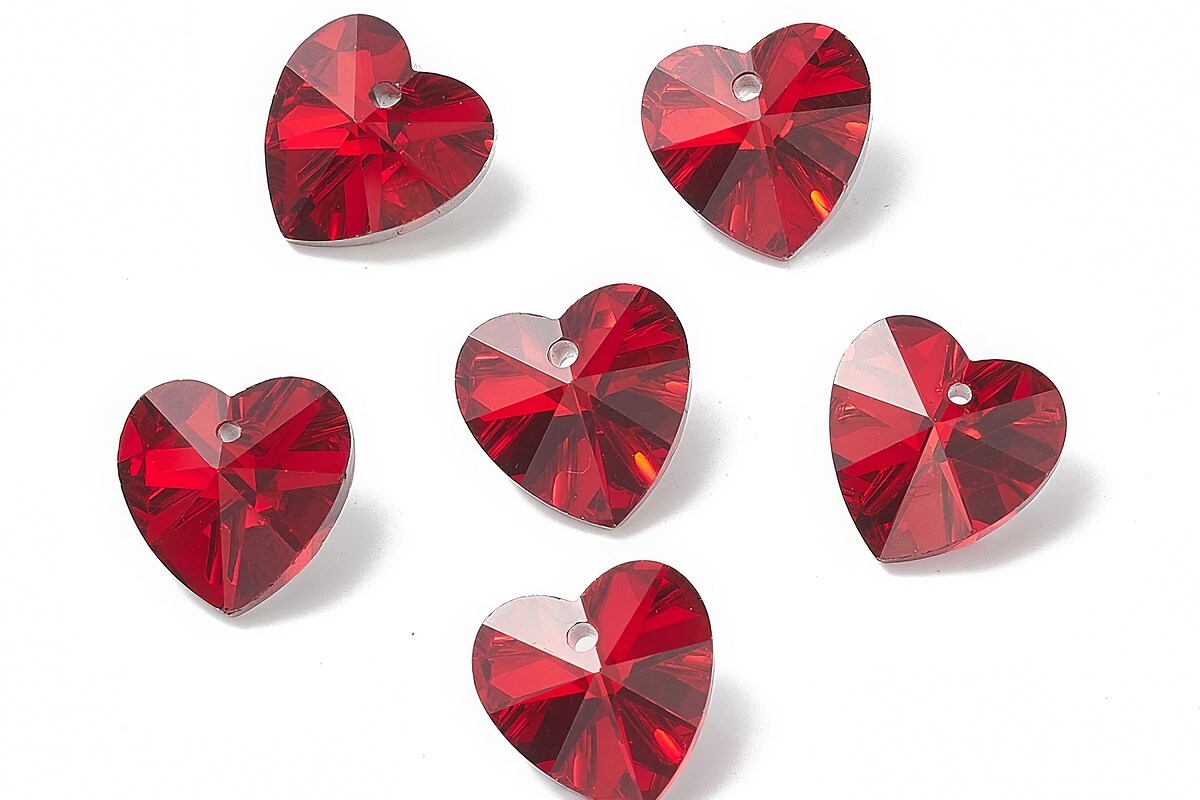 Pandantiv de cristal electroplacat inima 14x14mm - rosu
