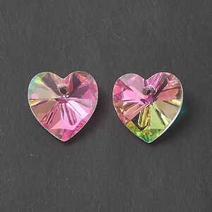 Pandantiv de cristal electroplacat inima 14x14mm - alb AB