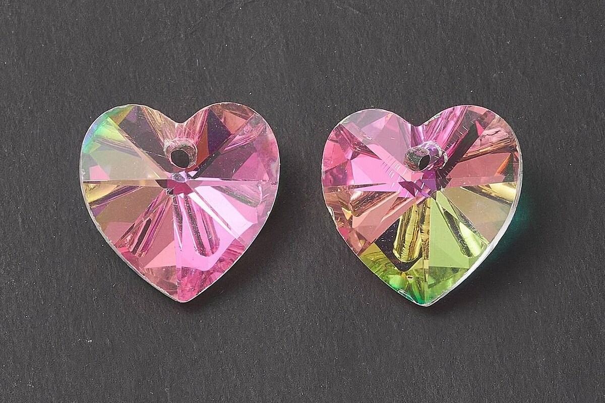 Pandantiv de cristal electroplacat inima 14x14mm - alb AB