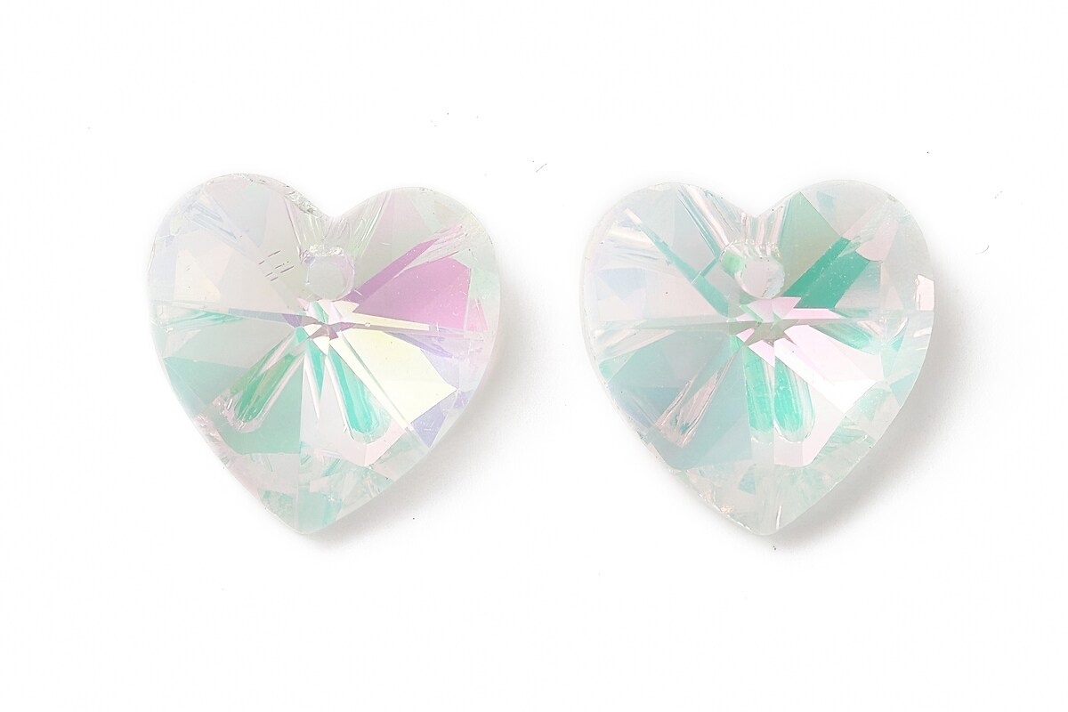 Pandantiv de cristal electroplacat inima 14x14mm - alb AB