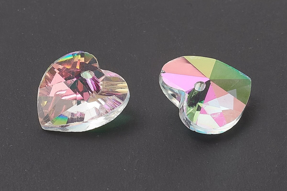 Pandantiv de cristal electroplacat inima 14x14mm - alb AB