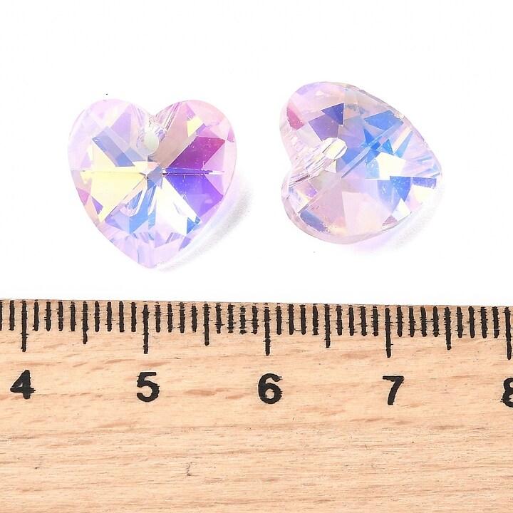 Pandantiv de cristal electroplacat inima 14x14mm - alb opal AB