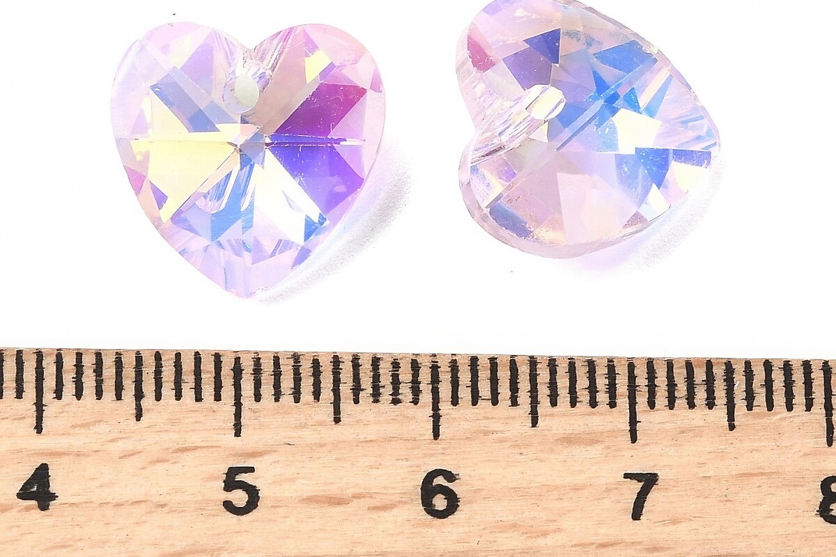 Pandantiv de cristal electroplacat inima 14x14mm - alb opal AB