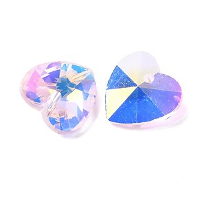 Pandantiv de cristal electroplacat inima 14x14mm - alb opal AB