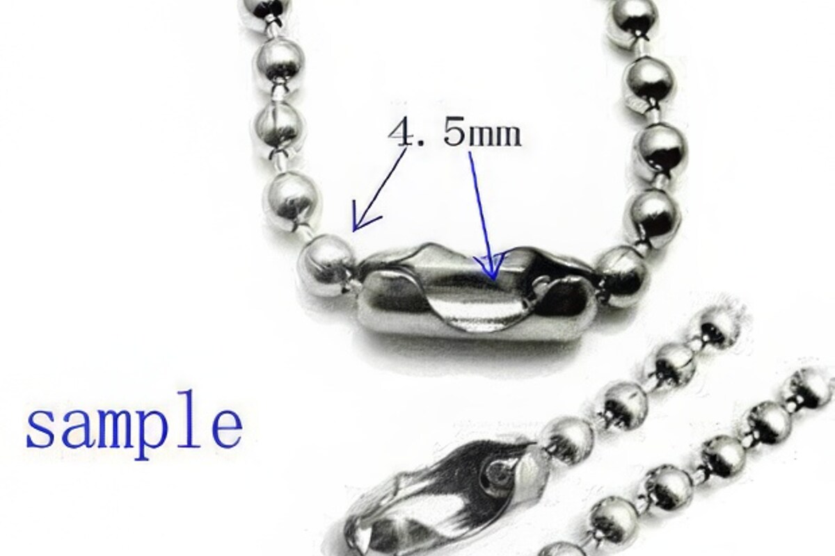 Conector lant cu bile de 4,5mm, otel inoxidabil, 13x6mm