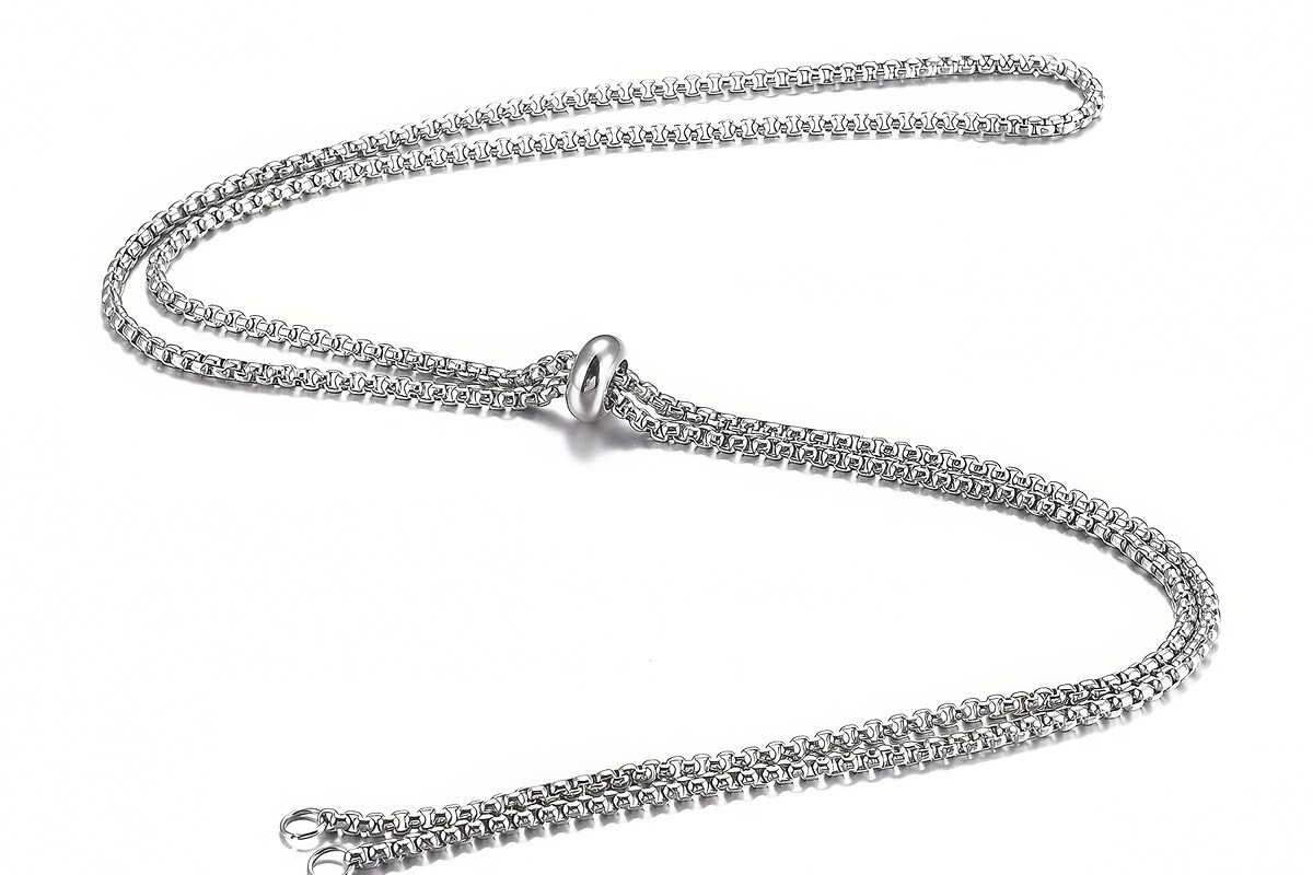 Lant otel inoxidabil 304 cu inchizatoare care gliseaza si zale pentru accesorii, lungime 75cm