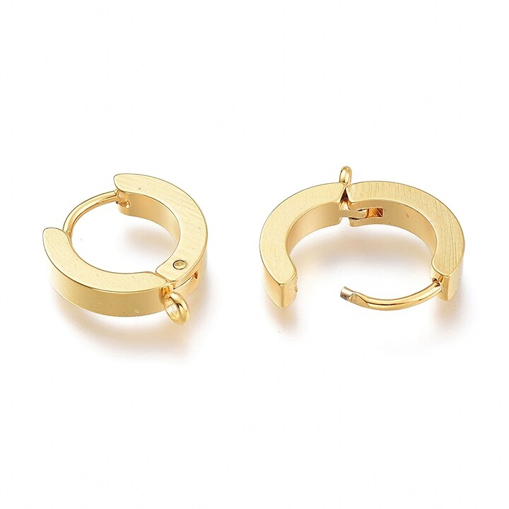 Tortite cercei otel inoxidabil auriu 201, 15x13x3mm (2 buc.)