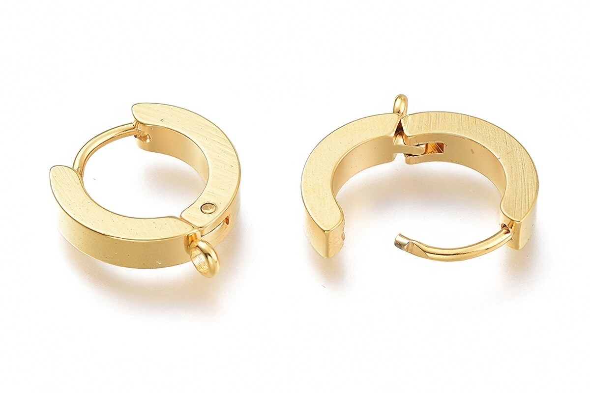 Tortite cercei otel inoxidabil auriu 201, 15x13x3mm (2 buc.)