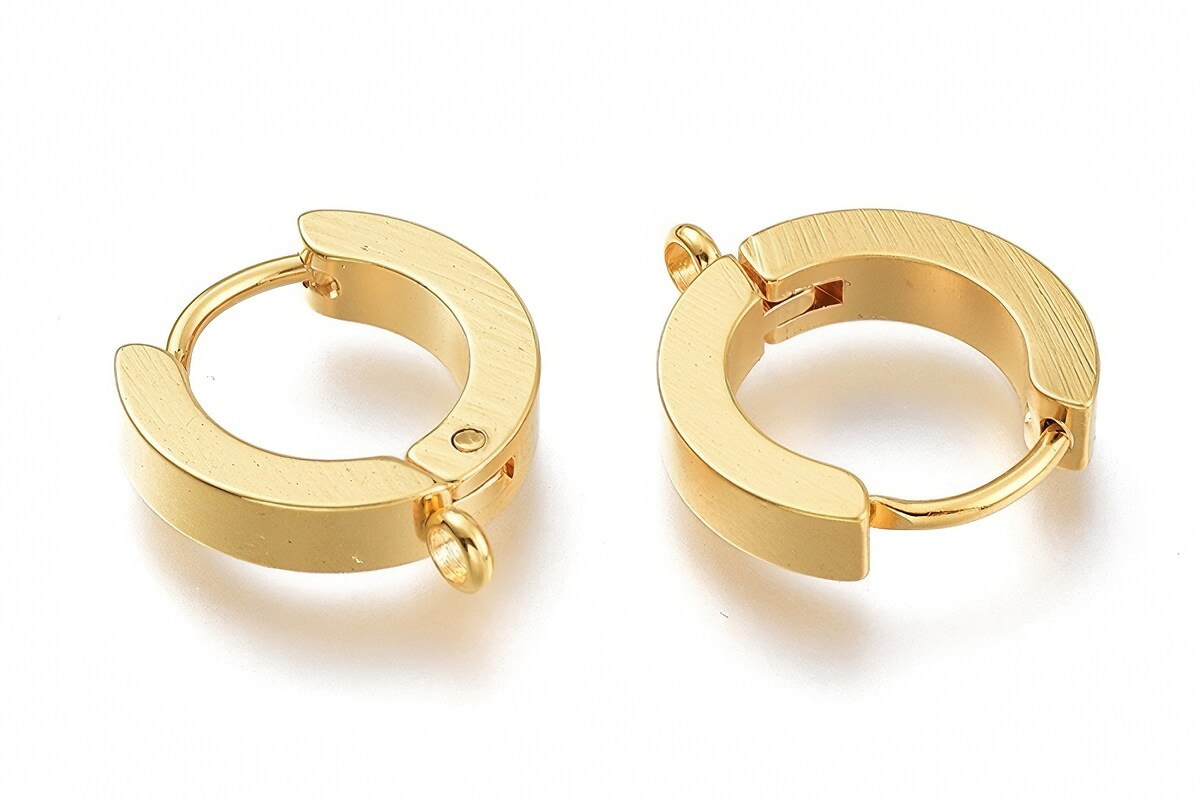 Tortite cercei otel inoxidabil auriu 201, 15x13x3mm (2 buc.)