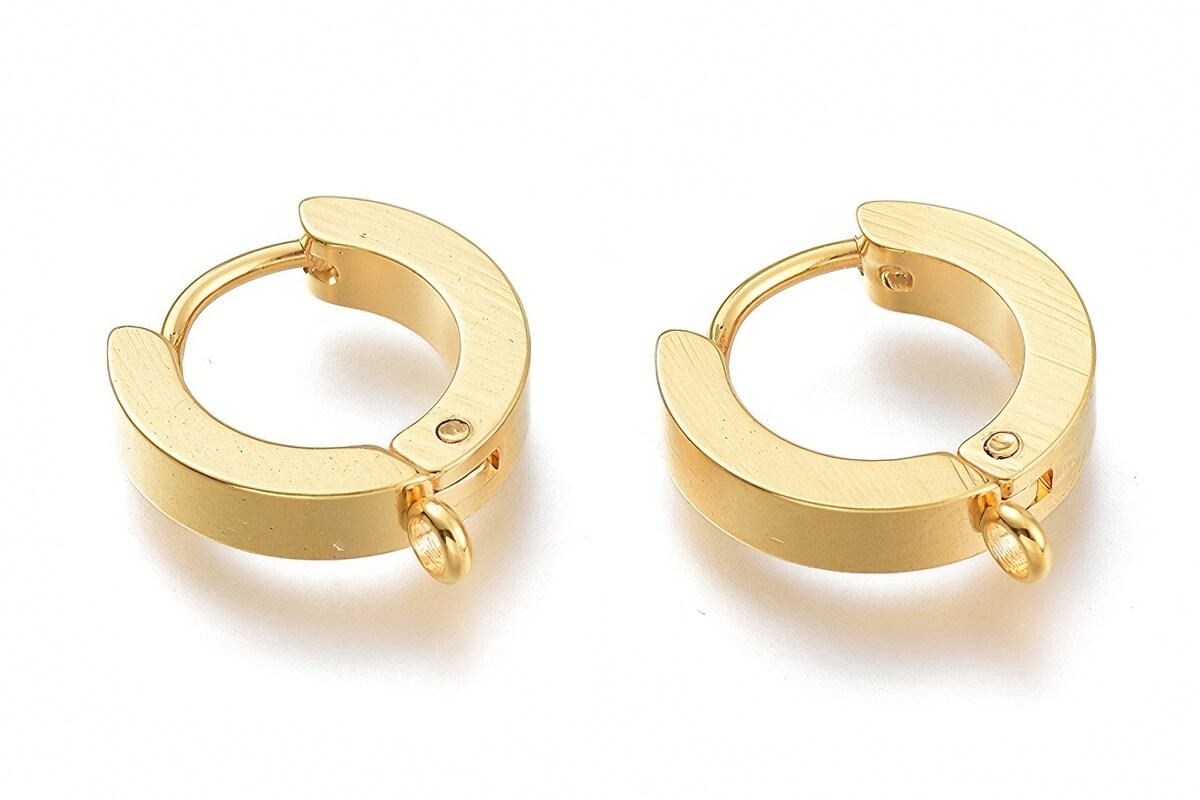 Tortite cercei otel inoxidabil auriu 201, 15x13x3mm (2 buc.)